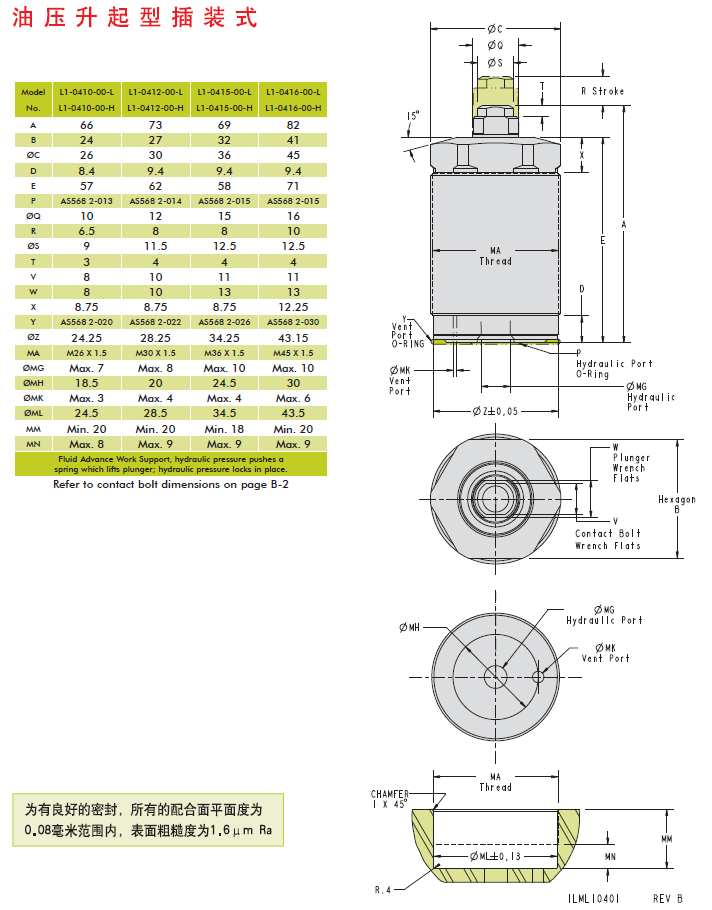 美國VEKTEK液壓元件油壓升起型插裝式支撐缸 液壓元件